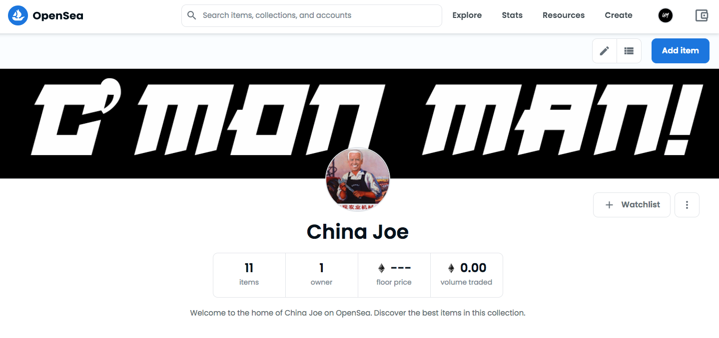 Introducing the China Joe NFT Collection!